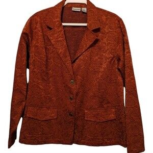 CHICO'S Brown Brocade Blazer Jacket Office Career Unlined Classic Size 2